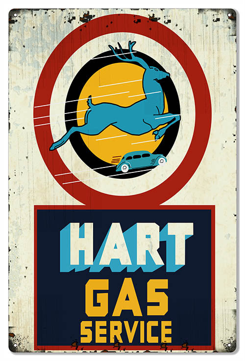 Hart Gasoline Reproduction Large Garage Shop Metal Sign 16x24