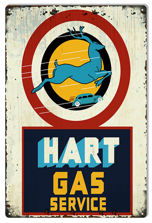 Hart Gasoline Reproduction Garage Shop Metal Sign 12x18