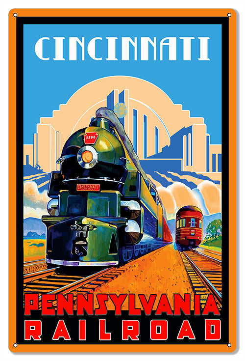 Cincinnati Pennsylvania Reproduction Large Railroad Metal Sign 16x24
