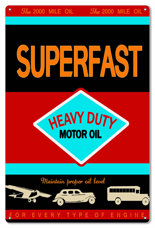 Superfast Motor Oil Reproduction Large Garage Shop Metal Sign 16x24