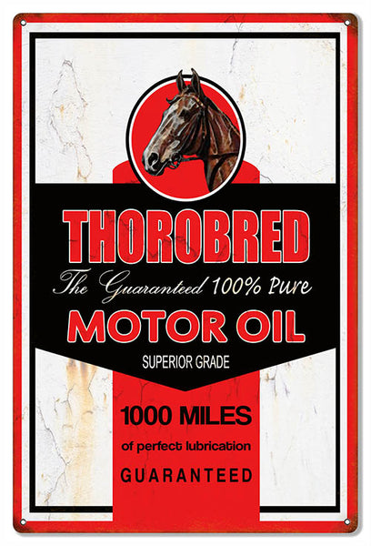 Thorobred Motor Oil Reproduction Garage Shop Metal Sign 16x24