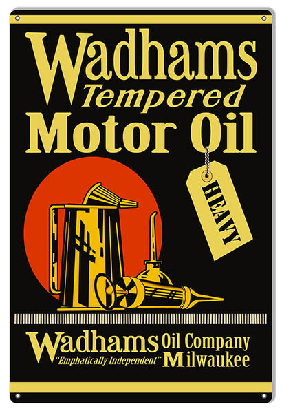 Wadhams Tempered Motor Oil Reproduction Garage Shop Metal Sign12x18