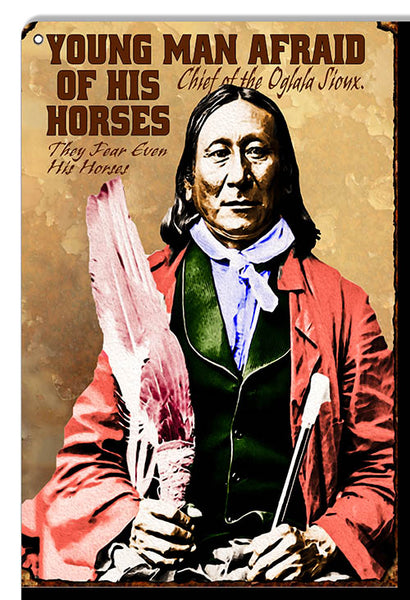 Indian Chief Ogala Sioux Reproduction Nostalgic Metal Sign 12x18