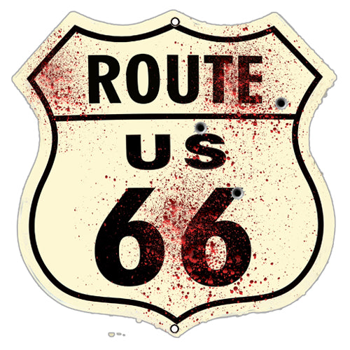 (3) Route 66 Cut Out Reproduction Garage Shop Metal Sign 7.5x7.5