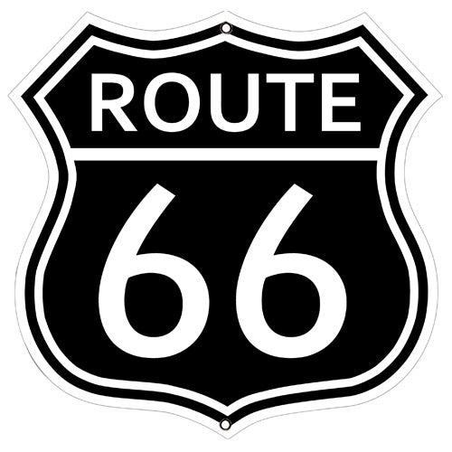 (3) Route 66 Black Cut Out Reproduction Garage Shop Metal Sign 7.5x7.5