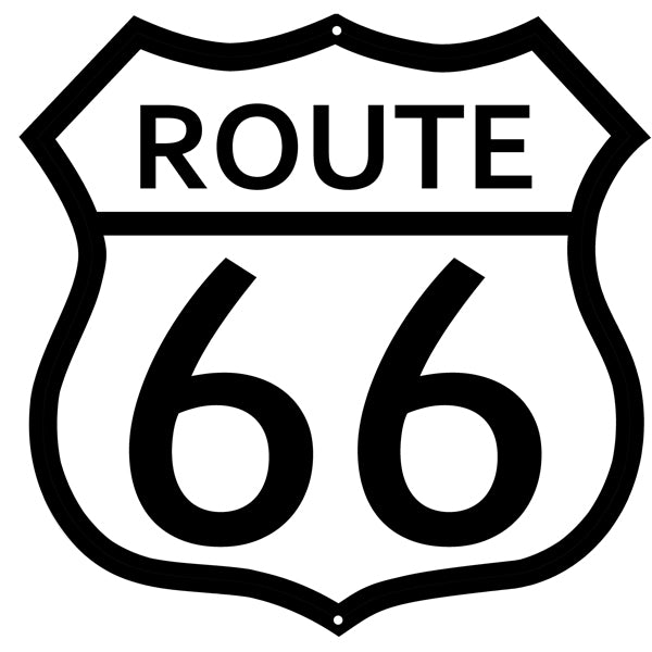 (3) Route 66 White Black Cut Out Garage Metal Sign 7.5x7.5