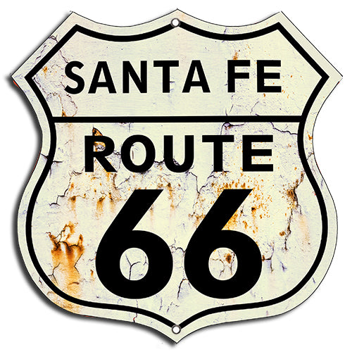 (3) Route 66 Santa Fe Vintage Laser Cut Out Garage Shop Metal Sign 7.5x7.5