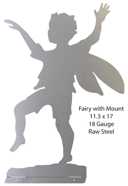 Fairy Laser Cut Out Whimsical Raw Steel Metal Sign 11.3x17