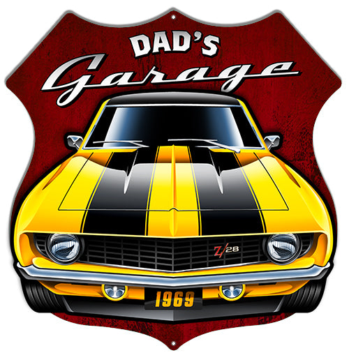 Dads Garage Cut Out 3D Effect By Scott Siebel Metal Sign 15.6x15.8