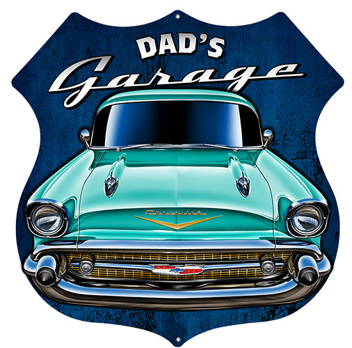 Dads Garage Cut Out 3D Effect Garage Art Meta Sign 15.6x15.8