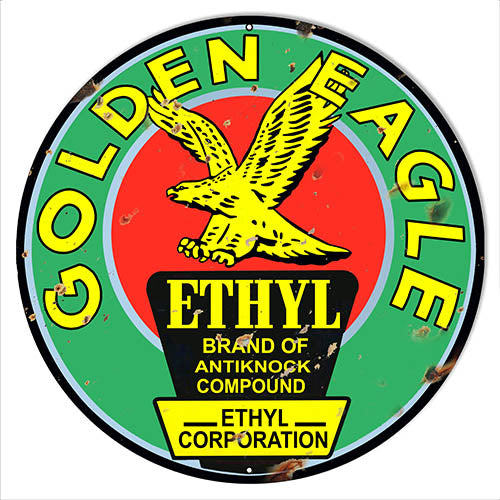 Golden Eagle Gasoline Reproduction Vintage Metal Sign 18x18 Round