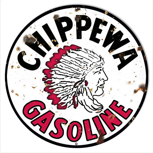 Chippewa Gasoline Reproduction Vintage Metal Sign 24x24 Round