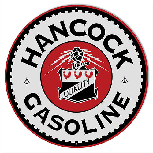 Hancock Gasoline Reproduction Motor Oil Metal Sign 30x30 Round