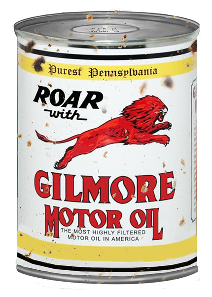 Gilmore Reproduction Motor Oil Can Cut Out Metal Sign 7.25x10.6