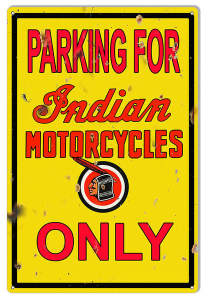 Indian Motorcycle Parking Reproduction Garage Shop Metal Sign 12x18