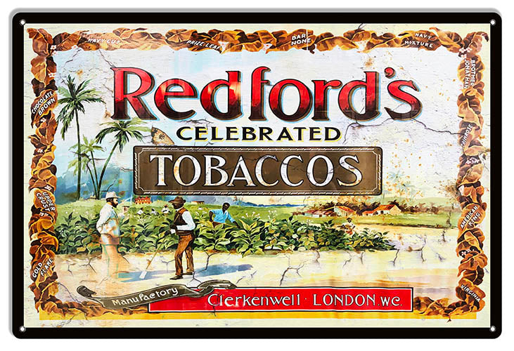 Redford Tobacco Reproduction Cigar Metal Sign 12x18