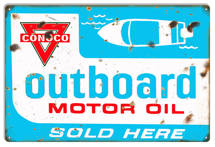 Outboard Motor Oil Reproduction Garage Shop Metal Sign  12x18