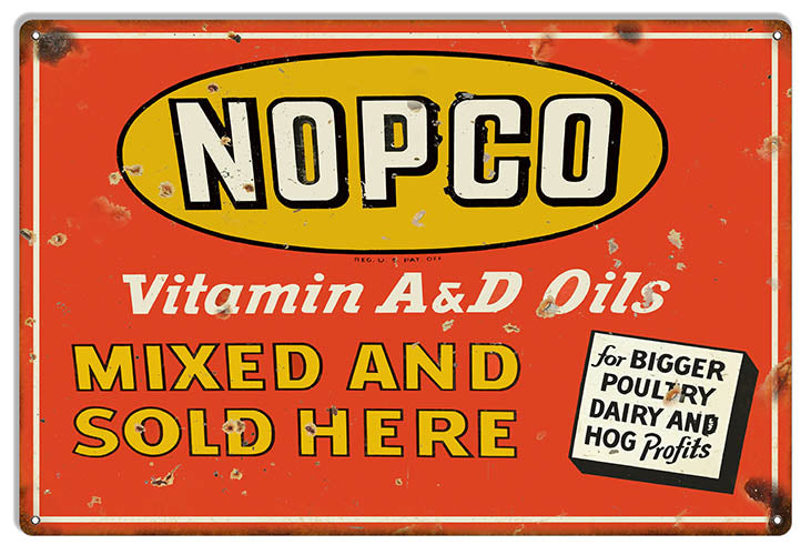 Nopco Oils Reproduction Country Metal Sign 12x18