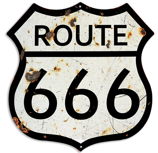 Route 666 Highway Reproduction Cut Out Garage Art Metal Sign15x15