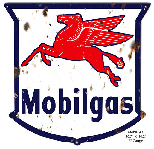 Pegasus Mobilgas Reproduction Cut Out Garage Shop Metal Sign 16.2x16.7