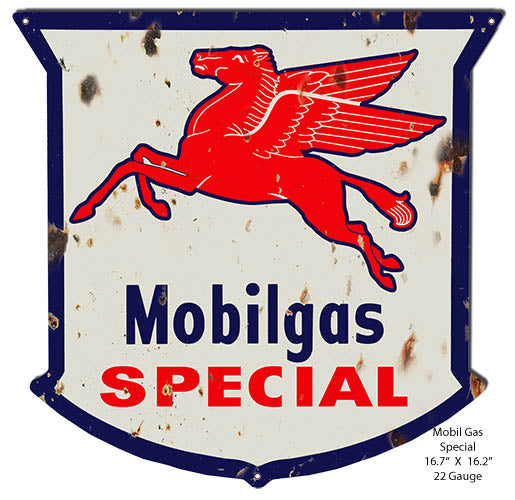 Mobilgas Special Reproduction Cut Out Garage Shop Metal Sign 16.2x16.7