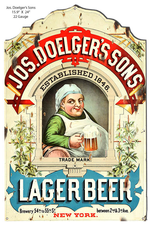 Jos Doelgers Sons Lager Beer Cut Out Bar Metal Sign 15.9x24
