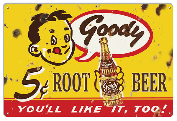 Goody Root Beer Drink Reproduction Nostalgic Metal Sign 12x18