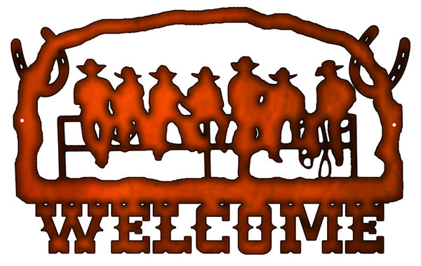 Welcome Cowboys Cut Out Faux Copper Finish Metal Sign 14x22.2