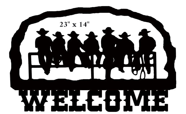 Welcome Cowboys Cut Out Wall Art Silhouette Metal Sign 14.7x22.7