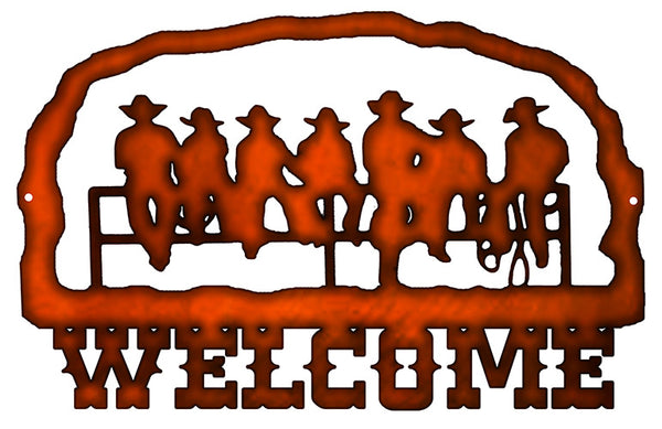 Welcome Cowboys Cut Out Faux Copper Finish Metal Sign 14.7x22.7