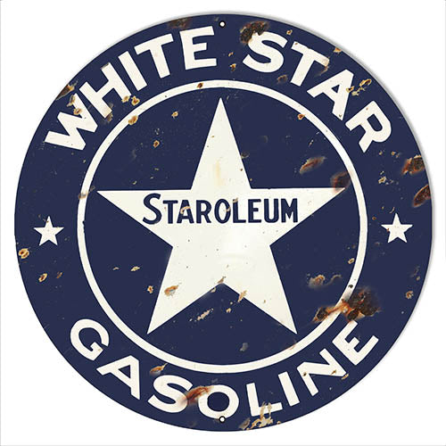 White Star Gasoline Reproduction Motor Oil Metal Sign 30x30 Round