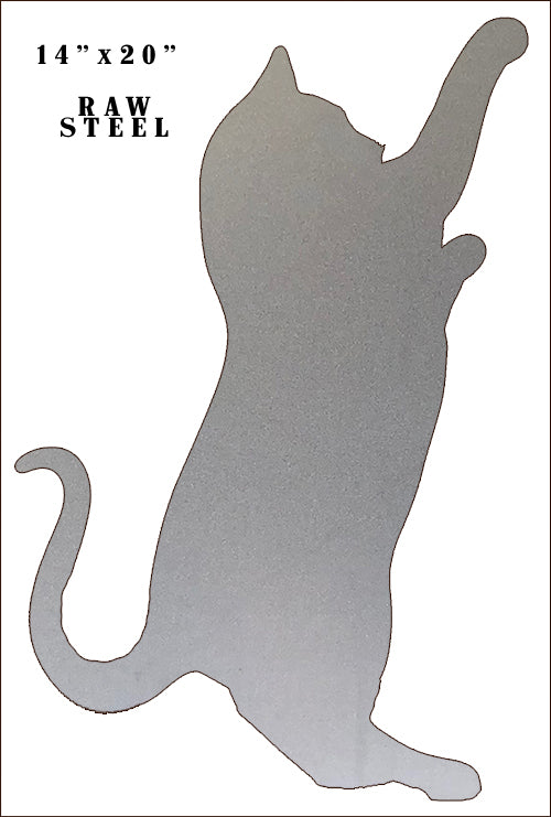 Cat Laser Cut Out On Raw Steel Metal Sign 14x20