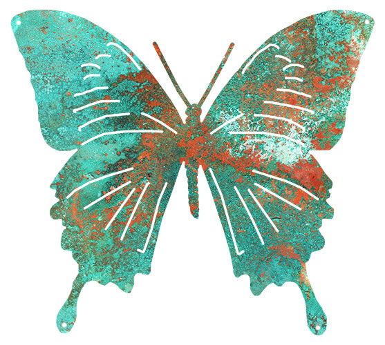 Butterfly Laser Cut Out Faux Patina Metal Sign 19.5x21.7