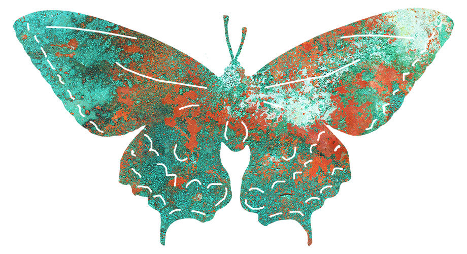 Butterfly Laser Cut Out Faux Patina Metal Sign12.3x22.8
