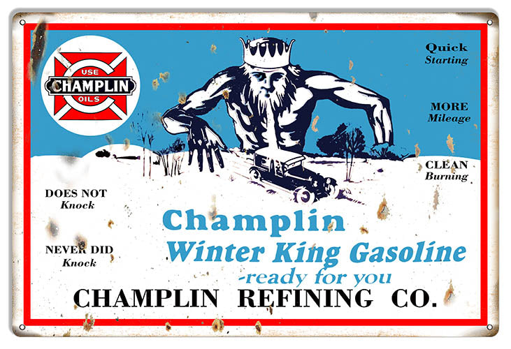 Champlin Gasoline Reproduction Motor Oil Metal Sign 12x18