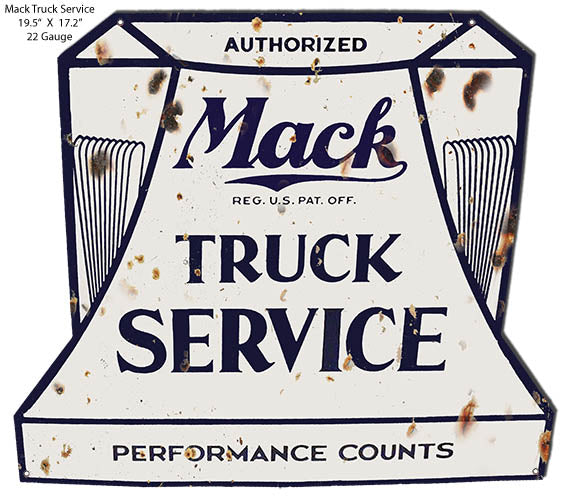 Mack Truck Service Cut Out Garage Shop Metal Sign 17.2x19.5