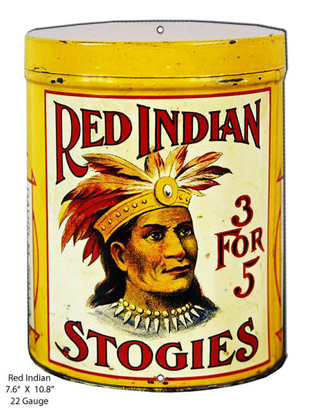 Red Indian Cigargette Cut Out Reproduction Cigar Metal Sign 7.6x10.8