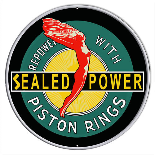 Piston Rings Reproduction Garage Shop Metal Sign 24x24 Round
