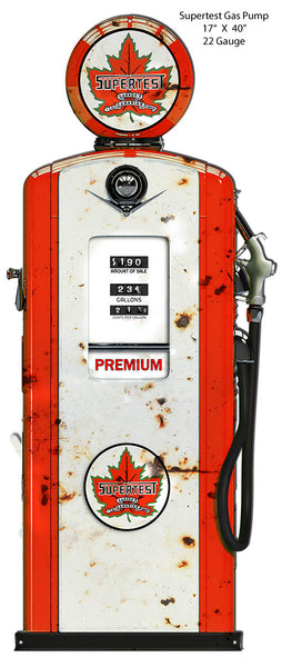Supertest Gas Pump Cut Out Reproduction Garage Shop Metal Sign 17x40