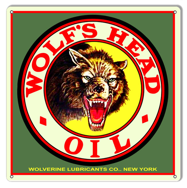 Wolfs Head Oil Reproduction Motor Oil Metal Sign 12x12