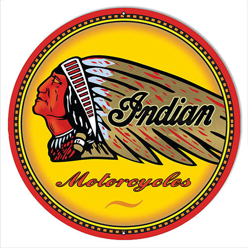 Indian Motorcycles Reproduction Garage Metal Sign 30x30 Round