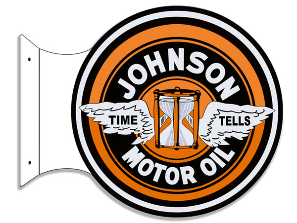 Johnson Gas And Motor Oil Double Sided Reproduction Flange Sign 15"x15" RVG1407F