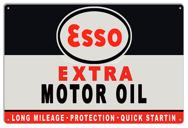 Extra Large Esso Extra Gas And Motor Oil Sign 18"x30" .040 Alum Reproduction