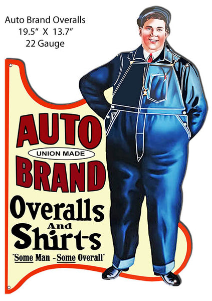 Auto Brand Overalls And Shirts Metal Cut Out Advertisement 19.5"x13.7" RVG1420S