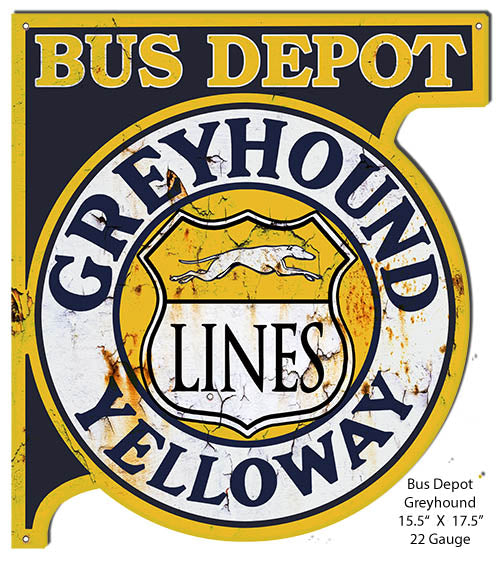 Grey Hound Bus Depot Metal Cut Out Sign 15.5"x17.5" Reproduction Sign RVG1431S