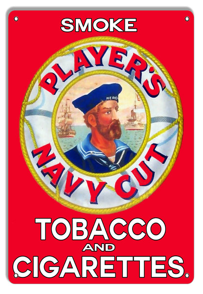 Players Navy Cut Tobacco Cigarettes 9"x12".040 Aluminum Sign Reproduction