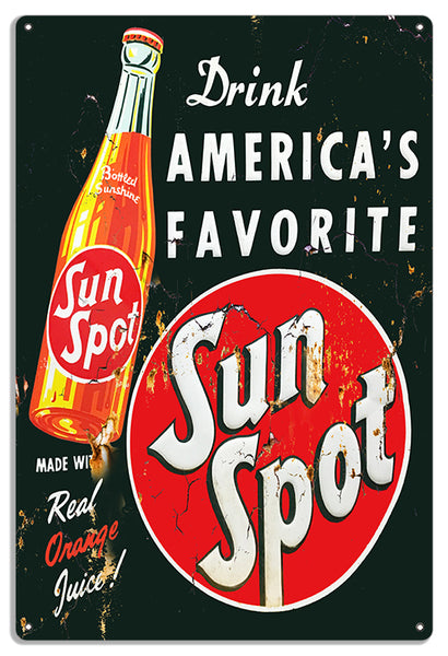 Drink Sun Spot Soda Nostalgic Ad 18"x30" .040 aluminum Sign Reproduction