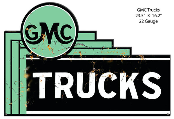 GMC Truck Service Station Metal Cut Out Sign.  23.5"x16.2" Reproduction