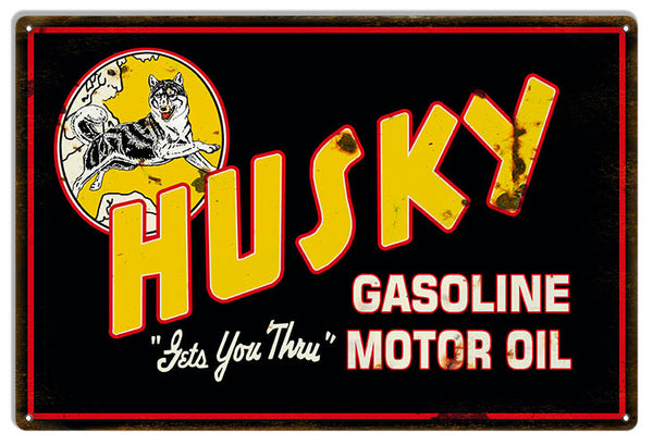 Ex Lrg Husky Gasoline Motor Repro'd Aged Looking Metal Garage Art Sign 18X30 RVG1522XL