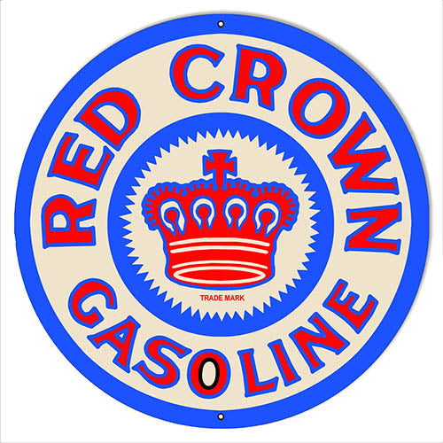 Red Crown Gasoline Reproduction Metal Sign Motor Oil And Gas RVG1527-18 " Round